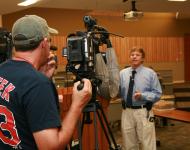 Professor Dennis Saccuzzo being interviewed by the press